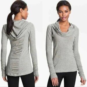 Zella All shirred up cowl neck hooded long sleeve top size large